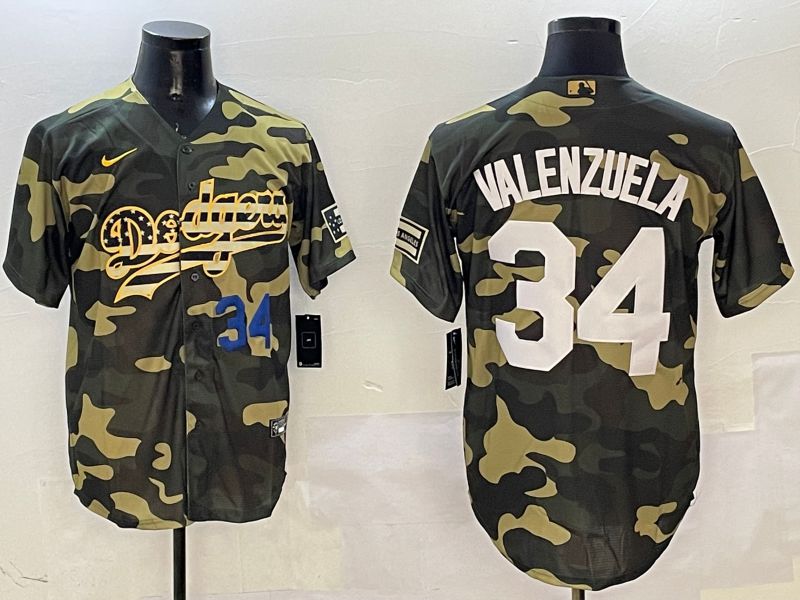 Men Los Angeles Dodgers 34 Valenzuela Camo Joint Name 2025 Nike MLB Jersey style 8